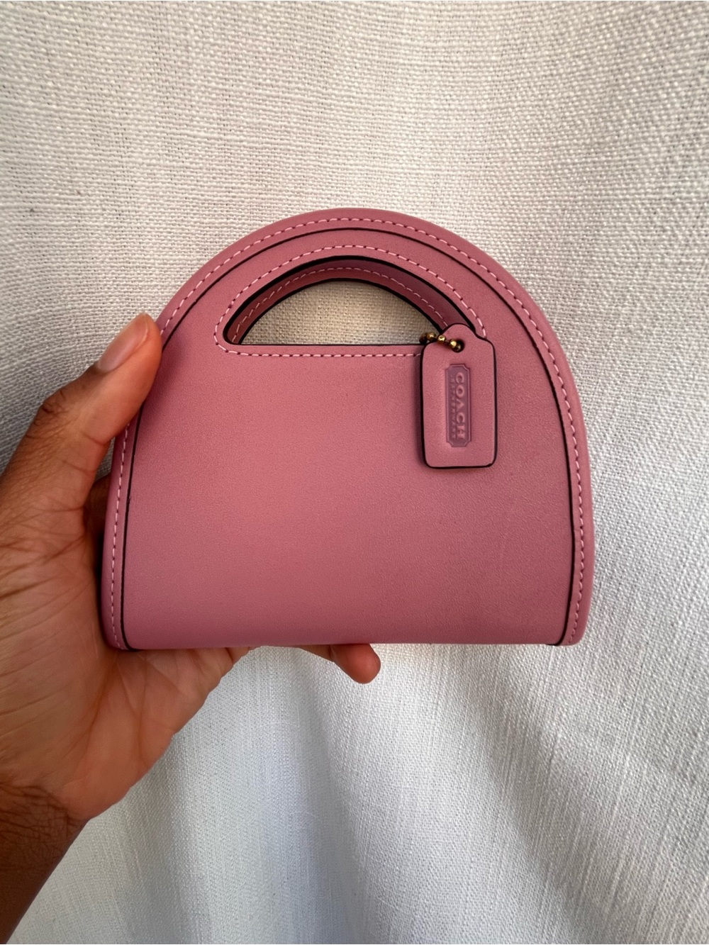 Coach Top Handle Card Case in Dusty Pink